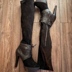 J. Lopez Black Thigh High Over The Knee Boots, Women's Size 6 In Box
